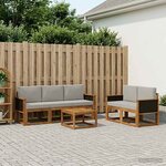 vidaXL Ensemble de canapés d'extérieur 6 Pièces Naturel et gris clair