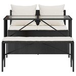 vidaXL Ensemble à manger de jardin avec coussins 3 Pièces Noir