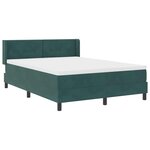 vidaXL Lit à ressorts avec tête de lit Vert foncé 190 x 140 cm Velours