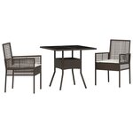 vidaXL Ensemble Salle à Manger 3 Pièces Marron Rattan Poly
