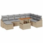 vidaXL Ensemble de canapé de jardin 9 Pièces Beige Poly rotin