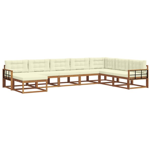 vidaXL Ensemble de canapés d'extérieur 8 pc Naturel et Crème
