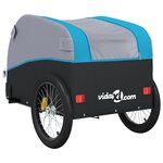 vidaXL Remorque de vélo noir et bleu 30 kg fer
