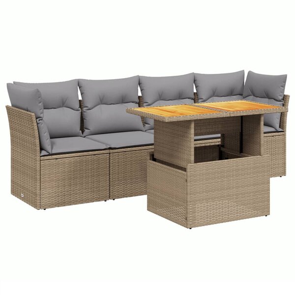 vidaXL Salon de jardin avec coussins 5 Pièces beige résine tressée