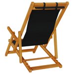 Chaises de plage pliantes vidaXL 2 Pièces Black Bois d'acacia massif & Textilène
