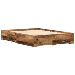 vidaXL Cadre de lit avec tiroirs Bois ancien Bois d'ingénierie