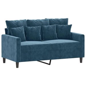 vidaXL Canapé à 2 places Bleu 120 cm Velours