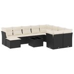 vidaXL Salon de jardin 11 Pièces avec coussins noir résine tressée