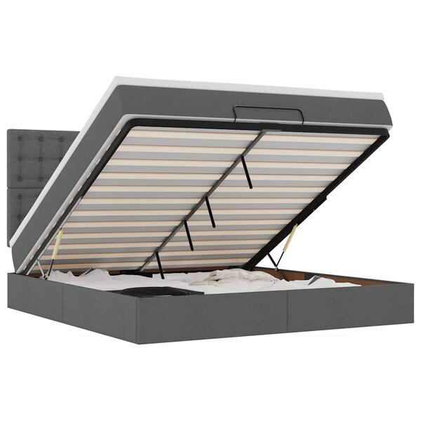 VidaXL Cadre de lit ottoman avec matelas gris foncé 160x200cm tissu
