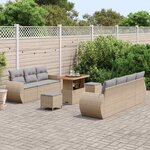 vidaXL Ensemble de canapé de jardin 10 Pièces Beige polyrotin