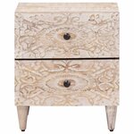 vidaXL Cabinet de chevet avec tiroir 2 Pièces Blanc 40 x 33 5 x 46 cm