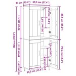 vidaXL Haut Armoire Chêne noir 69 5 x 34 x 180 cm Bois d'ingénierie