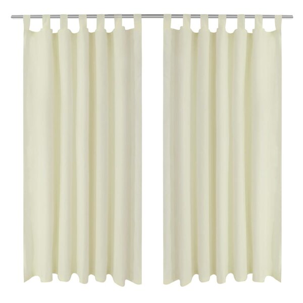 2 Pièces Rideau à Passant Micro Satin Crème 140 x 175 cm