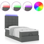 vidaXL Lit ottoman avec matelas et LED gris foncé 90x200 cm tissu