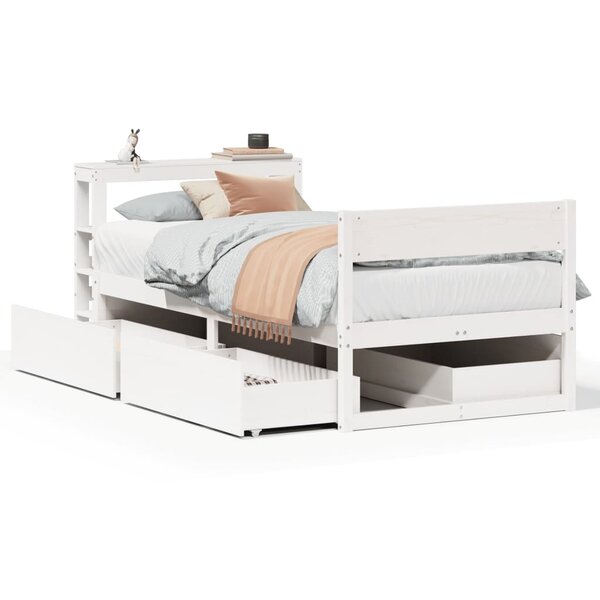 vidaXL Cadre de lit sans matelas blanc 75x190 cm bois de pin massif
