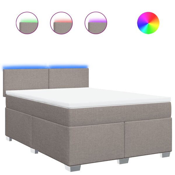 vidaXL Sommier à lattes de lit avec matelas Taupe 160x200 cm Tissu