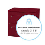 Bloc collectif leabox.com  2x2  grade 3  simple face  Extérieur  fixation murale  Rouge pourpre RAL 3004 finition brillante