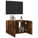 vidaXL Meuble TV mural avec lumières LED chêne fumé 60x35x41 cm