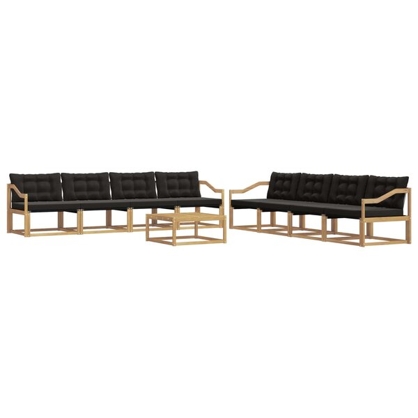 vidaXL Ensemble de canapés d'extérieur 9 pc Blanc et noir