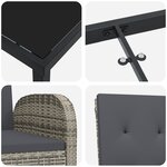 vidaXL Ensemble de Salle à Manger de Jardin 5 Pièces avec Coussins Gris Rattan Poly