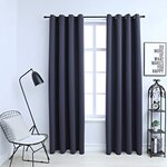 vidaXL Rideaux occultants avec anneaux Métal 2Pièces Anthracite 140x225cm
