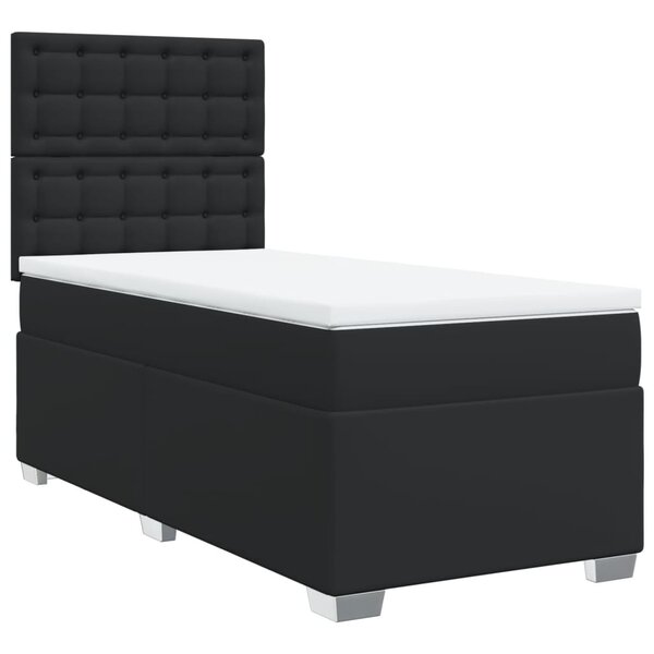 vidaXL Sommier à lattes de lit avec matelas Noir 100x200 cm Similicuir