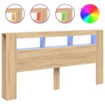 vidaXL Tête de lit à LED chêne sonoma 200x18 5x103 5cm bois ingénierie