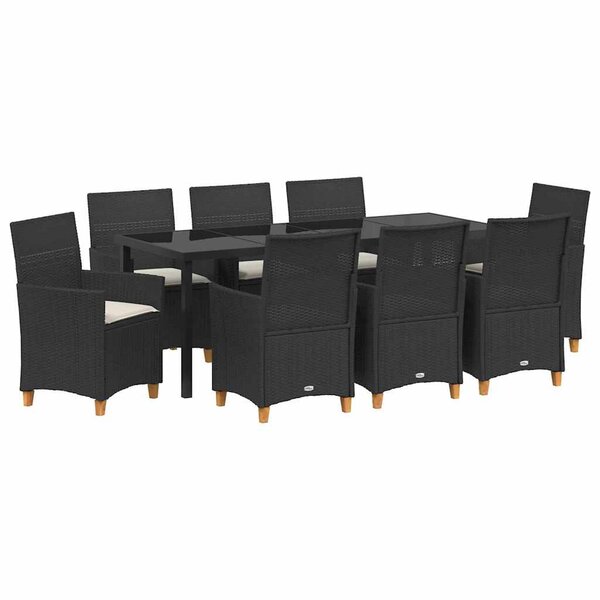 vidaXL Ensemble de salle à manger pour jardin 9 Pièces Noir polyrotin