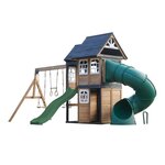 Aire de jeux - Toboggan vert et toboggan tubulaire - Noud