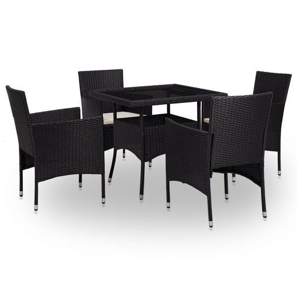 Vidaxl mobilier à dîner d'extérieur 5 pcs noir résine tressée et verre