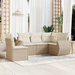 vidaXL Salon de jardin avec coussins 5 Pièces beige résine tressée