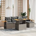 vidaXL Salon de jardin 6 Pièces avec coussins gris résine tressée