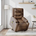 vidaXL Fauteuil inclinable de massage électrique Marron Tissu