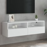 vidaXL Meuble TV mural blanc 100x30x30 cm bois d'ingénierie