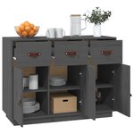 vidaXL Buffet Gris 100x40x75 cm Bois massif de pin