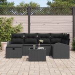 vidaXL Ensemble de canapé de jardin 7 Pièces Noir 234 x 124 x 85 cm
