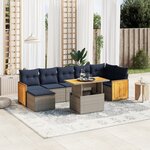 vidaXL Salon de jardin 8 Pièces avec coussins gris résine tressée