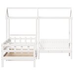 vidaXL Ensemble de lit de jour et de banc et toit sans matelas blanc