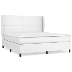 vidaXL Sommier à lattes de lit avec matelas Blanc 160x200cm Similicuir