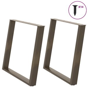 vidaXL Pieds de table à manger en forme de U  2 pièces  acier naturel  100 x (72-73) cm