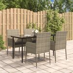 vidaXL Ensemble à manger de jardin coussins 5 Pièces noir et gris
