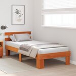 vidaXL Cadre de lit avec tête de lit marron ciré 90x190 cm en bois massif de pin