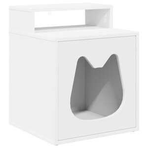 vidaXL Maison pour chat Blanc 42 5 x 40 x 53 5 cm Bois d'ingénierie