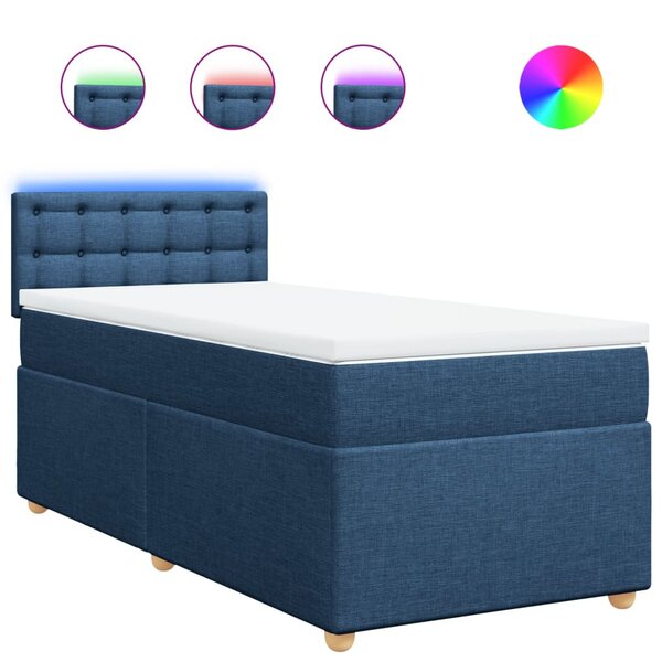 vidaXL Sommier à lattes de lit avec matelas Bleu 100x200 cm Tissu