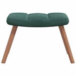 vidaXL Chaise à bascule avec repose-pied Vert foncé Velours