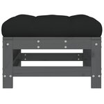 vidaXL Repose-pieds de jardin coussins lot de 2 gris bois pin massif