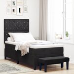vidaXL Lit Sommier avec Matelas & Banc Noir 90x190 cm Velours