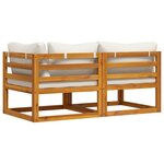 vidaXL Ensemble de canapés 2 Pièces et coussins blanc crème Acacia solide