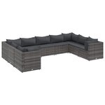 vidaXL Salon de jardin 9 Pièces avec coussins Gris Résine tressée