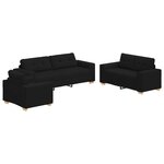 vidaXL Canapé 3 Pièces Noir 221 x 80 x 80 cm Tissu en lin mélangé